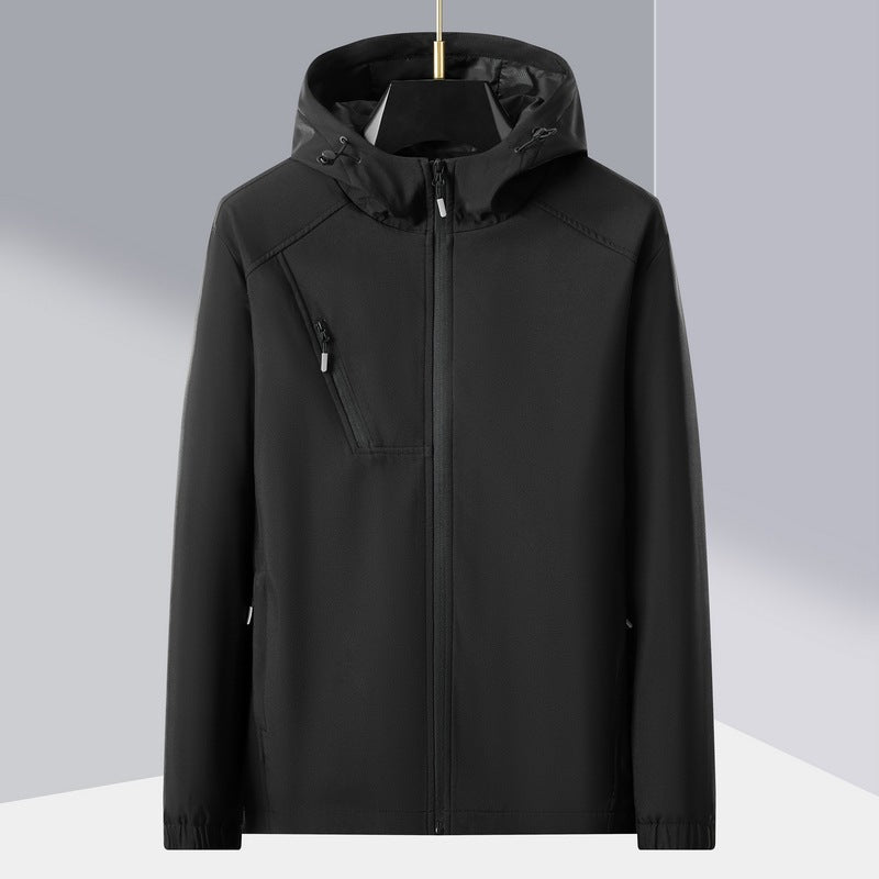 Men's lightweight softshell outdoor jacket with ergonomic hood and diagonal chest zip Shop Velvia