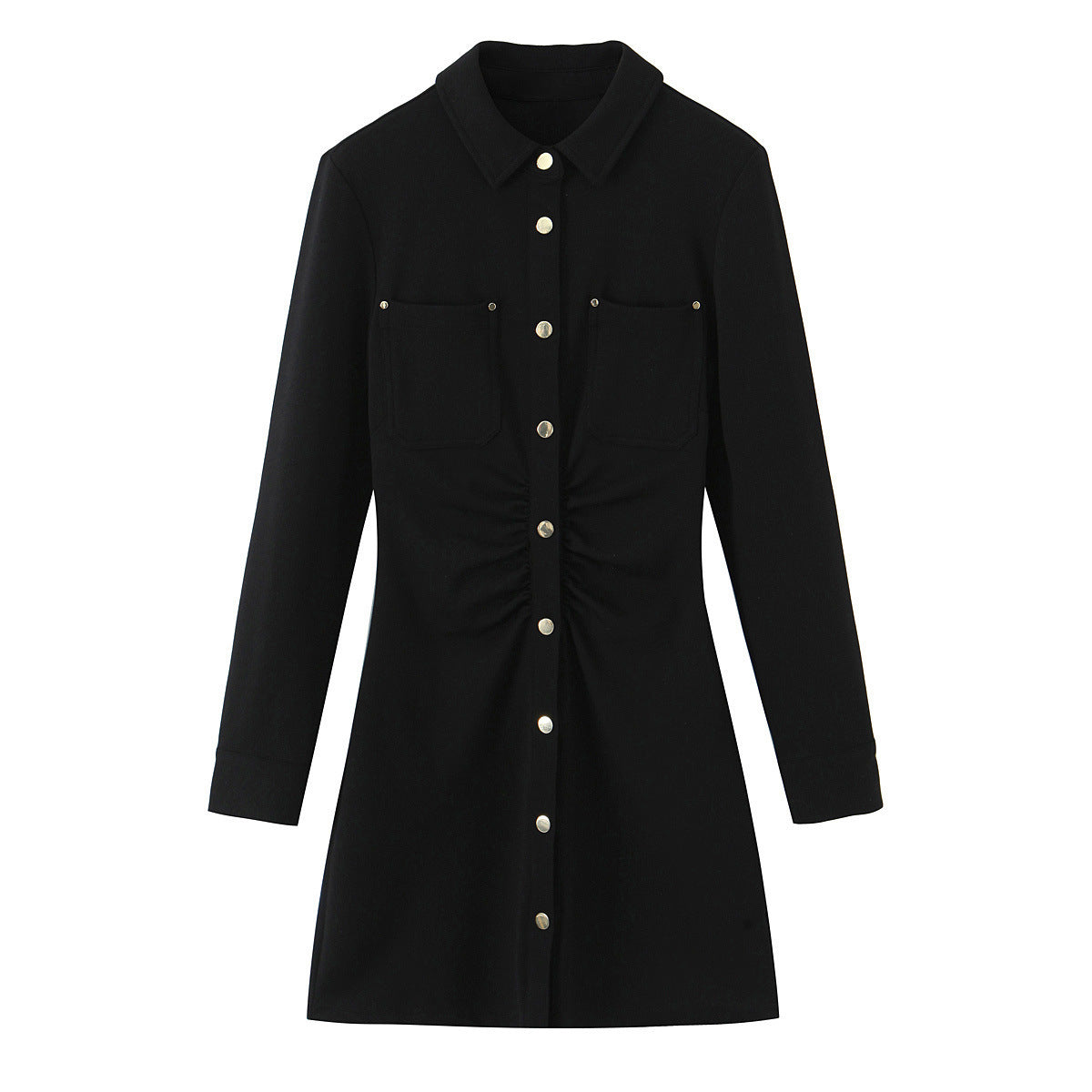 Ladies shirt dress with waist gathering and chest pockets Shop Velvia