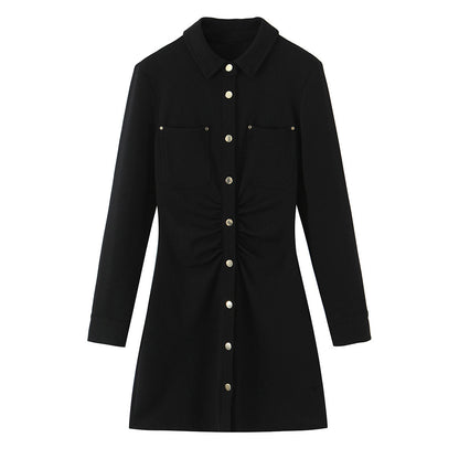 Ladies shirt dress with waist gathering and chest pockets Shop Velvia