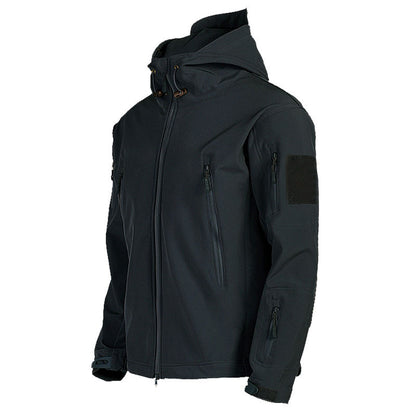 Men's Tactical Softshell Jacket with Hood, Camouflage Pattern and Multiple Zipper Pockets Shop Velvia