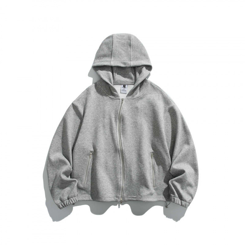 Unisex Oversize Fleece Zip Jacket with Hood, Two-Way Zipper and Adjustable Hem Shop Velvia