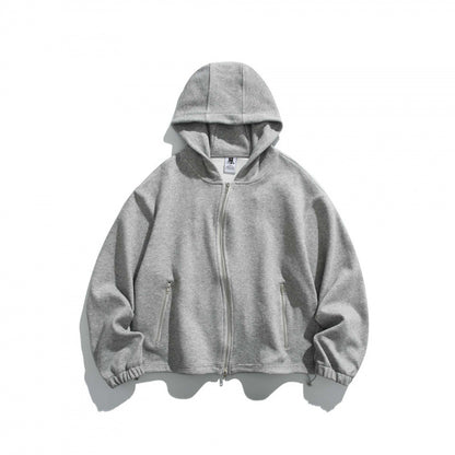 Unisex Oversize Fleece Zip Jacket with Hood, Two-Way Zipper and Adjustable Hem Shop Velvia