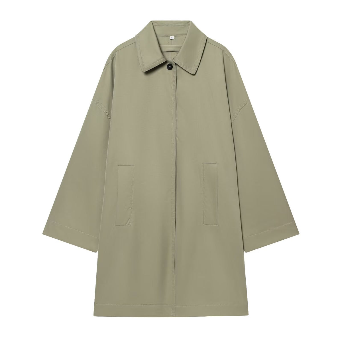 Women Wide-Cut Cape Coat with Concealed Button Placket and Patch Pockets Shop Velvia