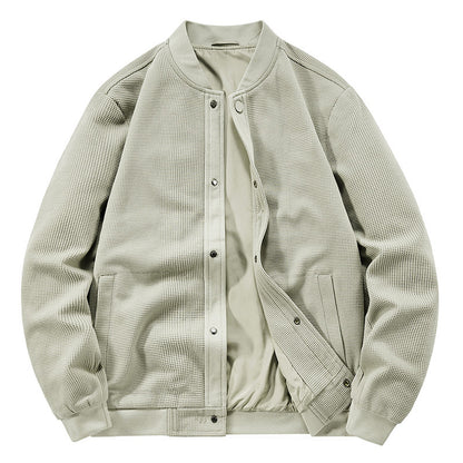 Men's Structured Bomber Jacket with Waffle Knit, Lightly Lined and Snap Placket Shop Velvia