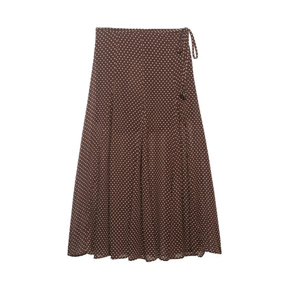 Women's Wrap Midi Skirt made of Chiffon with Polka Dot Pattern Shop Velvia