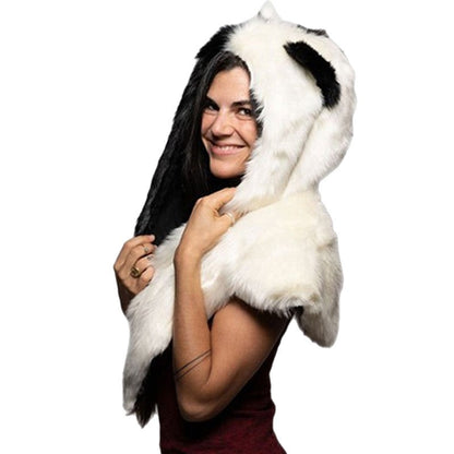 Women’s hooded stole made of faux fur with animal ears and asymmetric cape Shop Velvia