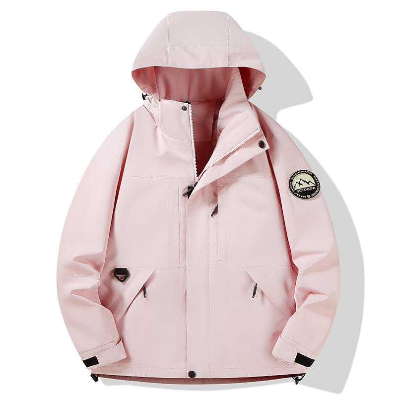 Women's waterproof hardshell outdoor jacket with hood and multifunction pockets Shop Velvia