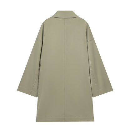 Women Wide-Cut Cape Coat with Concealed Button Placket and Patch Pockets Shop Velvia