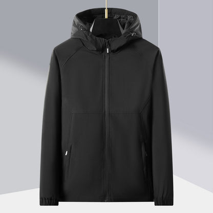 Men's lightweight softshell outdoor jacket with ergonomic hood and diagonal chest zip Shop Velvia
