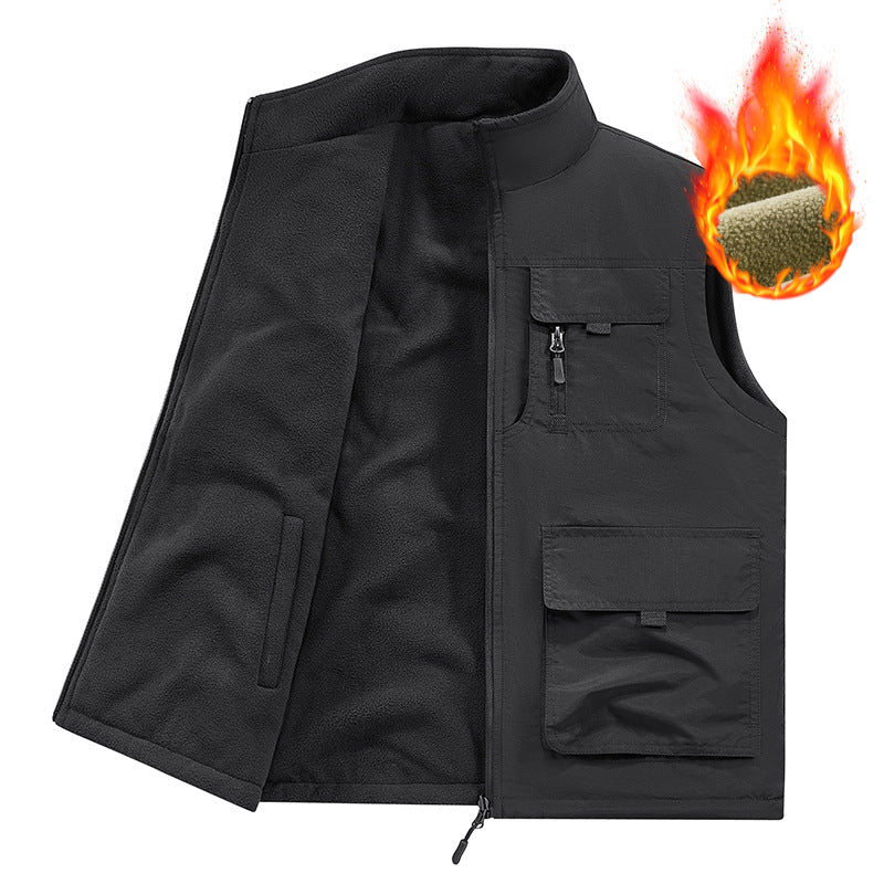 Men's Thermo-Utility Vest with Fleece Lining, Windproof Shell and Multifunction Pockets Shop Velvia