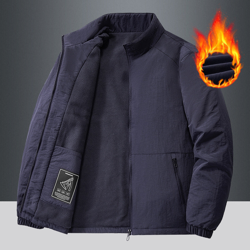 Men's lightweight transitional jacket with fleece lining and stand-up collar Shop Velvia