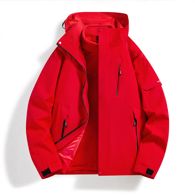 Men's Water-Repellent Softshell Fleece Layer Jacket with Hood and Windproof Front Flap Shop Velvia