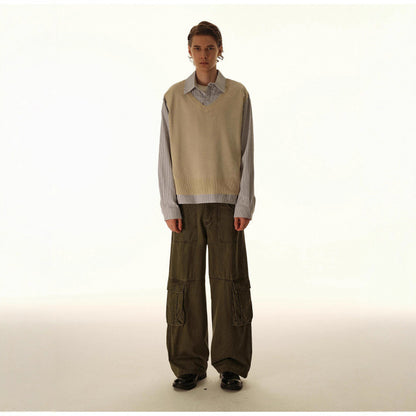 Women's Baggy Cargo Pants with High Waist, Large Flap Pockets and Reinforced Seam Panels Shop Velvia