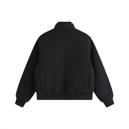Unisex Boxy Blouson jacket with vertical tucked pleats, standing collar, and zipper Shop Velvia