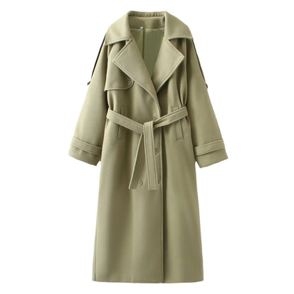 Women's Oversize Maxi Cocoon Coat made of Wool Blend with Extra Long Cuffs and Wide Shawl Collar Shop Velvia
