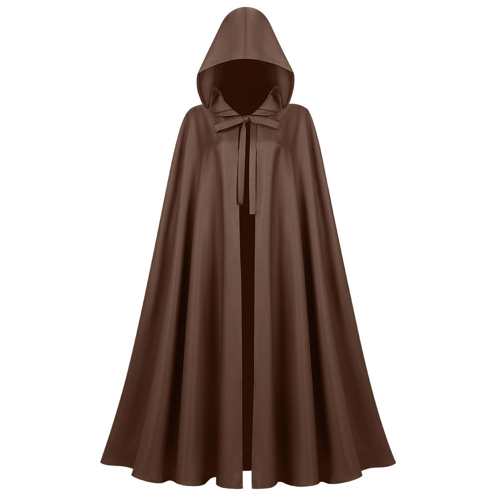 Unisex non longer hooded cape made of water-repellent polyester with full circular cut and tie belt Shop Velvia