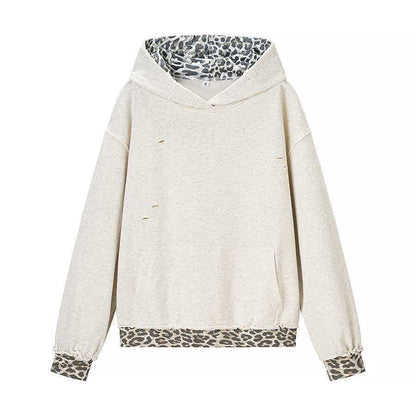 Women's casual hoodie with leopard lining Shop Velvia
