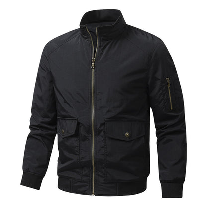 Men's Wind and Water Resistant Urban Bomber Jacket with Stand Collar and Multiple Pockets Shop Velvia