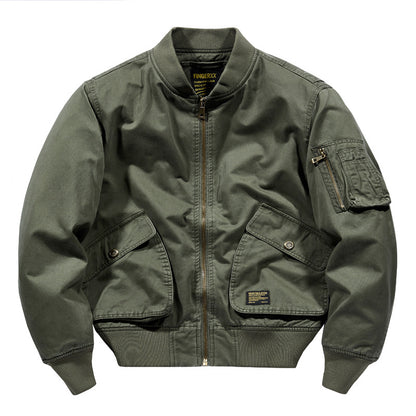 Men's Short-Cut Canvas Bomber Jacket in Utility-Field Style with Pocket Organizer Shop Velvia
