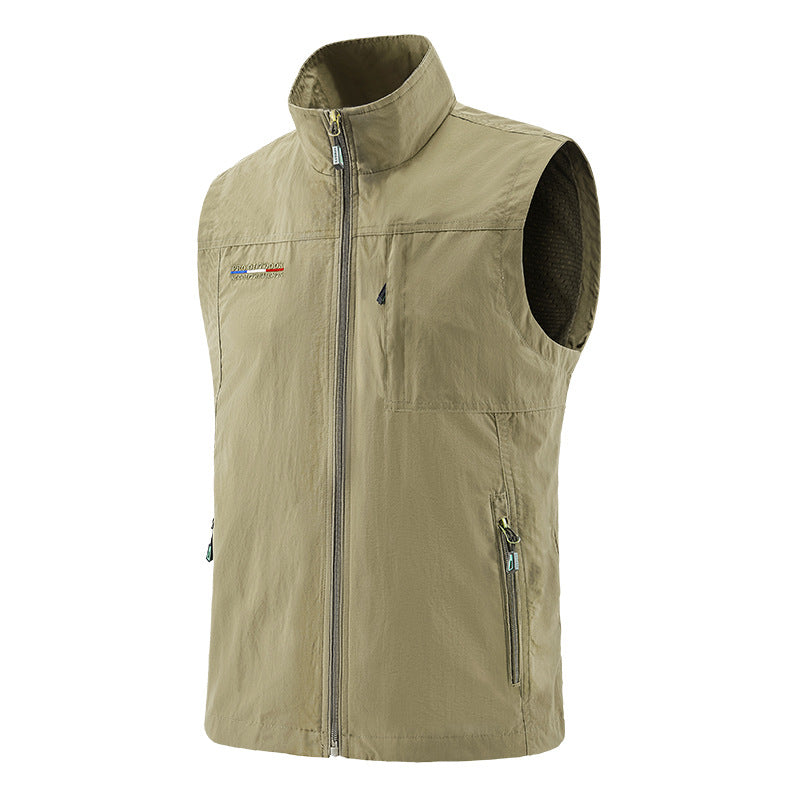 Men's Lightweight Windproof Utility Vest with High Collar, Zip Pockets and Breathable Mesh Lining Shop Velvia