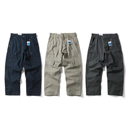 Men's Wide Canvas Cargo Pants with Large Patch Leg Pockets and Relaxed Baggy Cut Shop Velvia