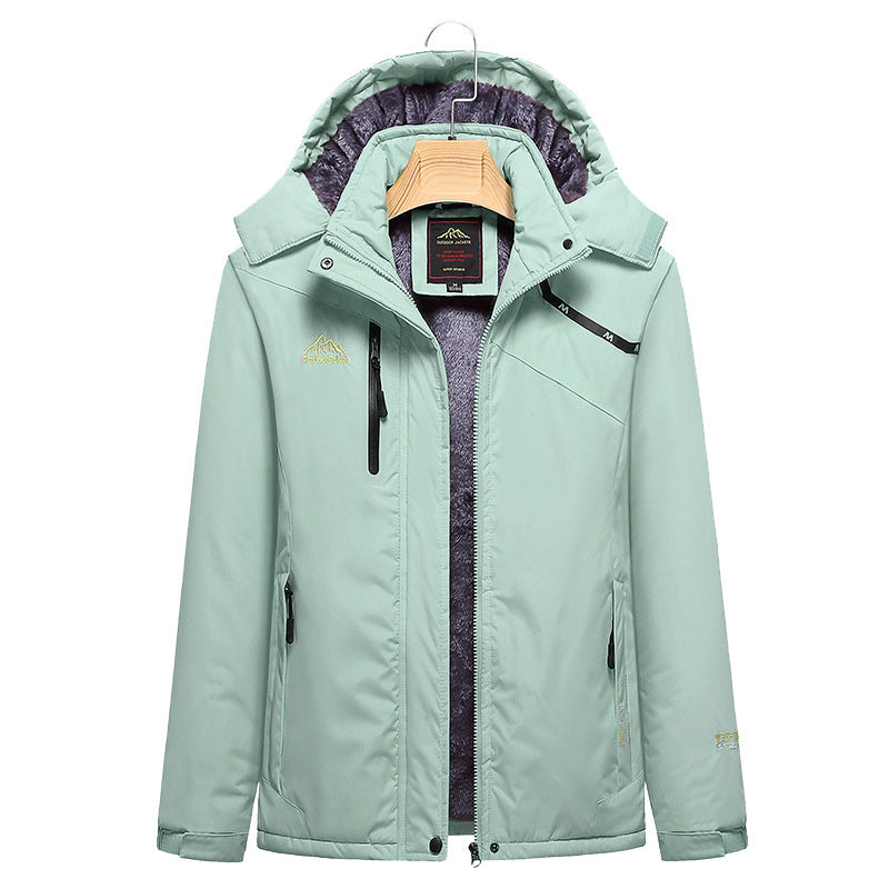 Women's Quilted Winter Jacket with Fleece Lining, Removable Hood, and Waterproof Softshell Outer Layer Shop Velvia
