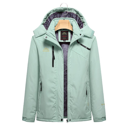 Women's Quilted Winter Jacket with Fleece Lining, Removable Hood, and Waterproof Softshell Outer Layer Shop Velvia