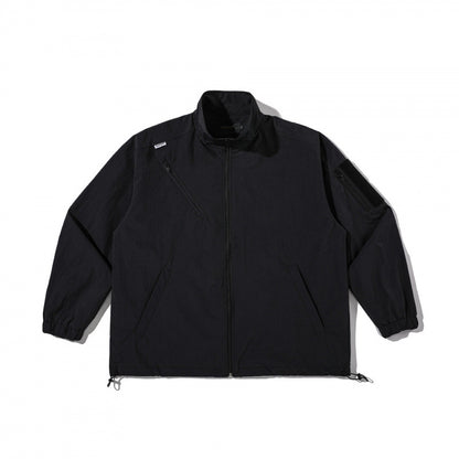Unisex Lightweight Technical-Utility Jacket with Stand Collar, Zipper Pockets and Drawstring Hem Shop Velvia