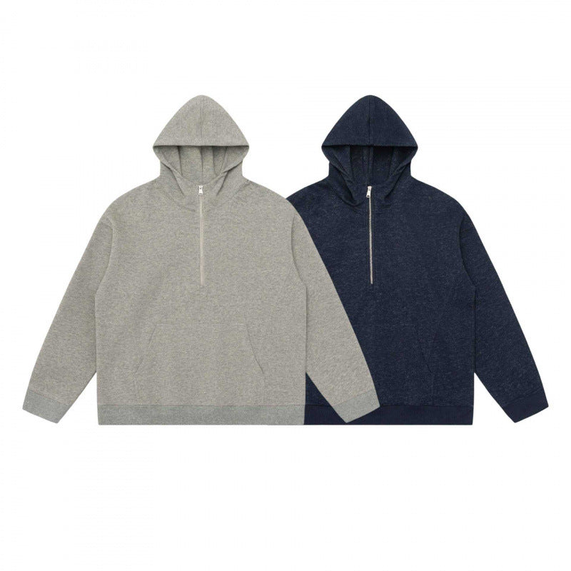 Unisex Hoodie Half-Zip Sweatshirt with Kangaroo Pocket and Ribbed Cuffs Shop Velvia