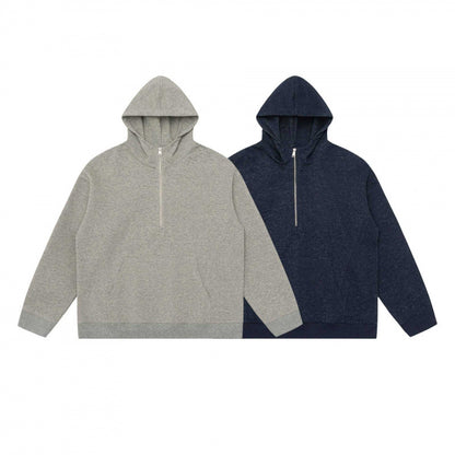Unisex Hoodie Half-Zip Sweatshirt with Kangaroo Pocket and Ribbed Cuffs Shop Velvia