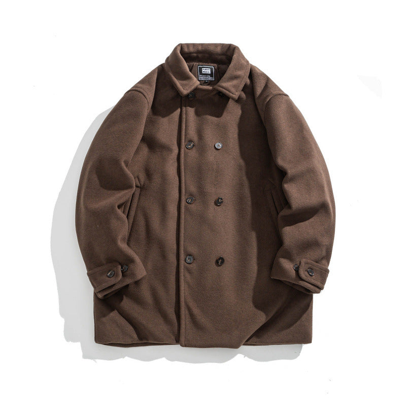 Men's wool coat with quilted thermo inner side and lapel collar Shop Velvia