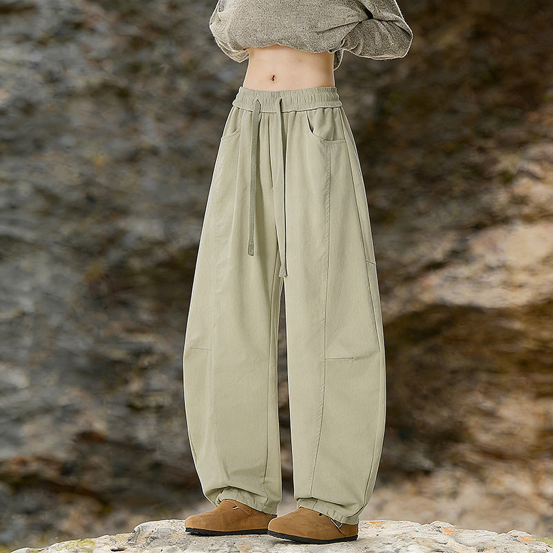 Women's Oversize Cargo Pants made of cotton blend with high elastic waistband and leg cuffs Shop Velvia