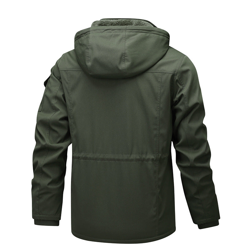 Men's Military-Inspired Canvas Parka with Teddy Fleece Lining and Adjustable Waist Drawstring Shop Velvia
