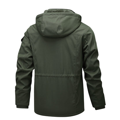 Men's Military-Inspired Canvas Parka with Teddy Fleece Lining and Adjustable Waist Drawstring Shop Velvia