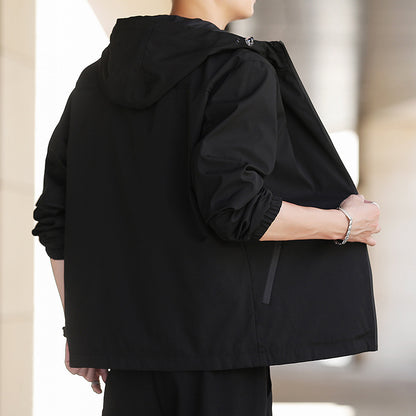 Men's Ultralight Hooded Shell Jacket in Urban Minimal Style with Windproof Membrane and Zipper Pockets Shop Velvia