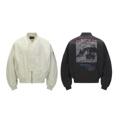 Unisex Short Cut Boxy Bomber Jacket with Concealed Front Placket and Flap Pockets Shop Velvia