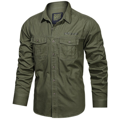 Men's Long Sleeve Utility Canvas Shirt with Chest Pockets and OFF-ROAD Print Shop Velvia