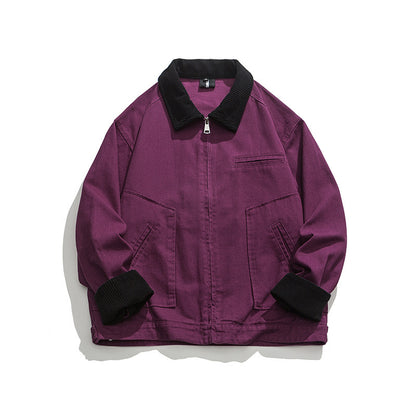 Unisex Boxy-Workwear-Jacket made of canvas with cord collar, zipper and applied flap pockets Shop Velvia