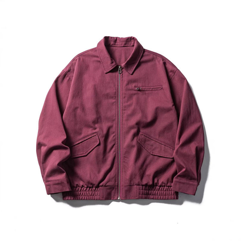 Men's Oversized Work Jacket with Full Zip, Chest Zip and Elastic Hem Band Shop Velvia