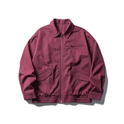 Men's Oversized Work Jacket with Full Zip, Chest Zip and Elastic Hem Band Shop Velvia
