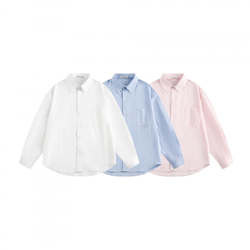Unisex Oversize Lightweight Structured Cotton Shirt with Chest Pocket and Rounded Hem Shop Velvia