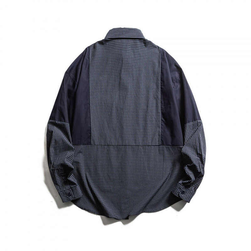 Men's Patchwork Overshirt in Check Mix with Contrast Panels Shop Velvia
