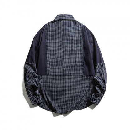 Men's Patchwork Overshirt in Check Mix with Contrast Panels Shop Velvia