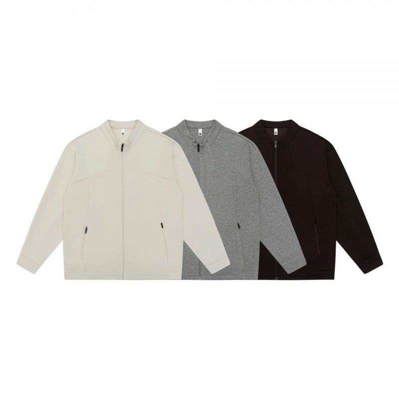 Unisex Minimalistic Oversized Zip Jacket with Stand Collar and Concealed Zipper Pockets Shop Velvia
