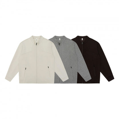 Unisex Minimalistic Oversized Zip Jacket with Stand Collar and Concealed Zipper Pockets Shop Velvia