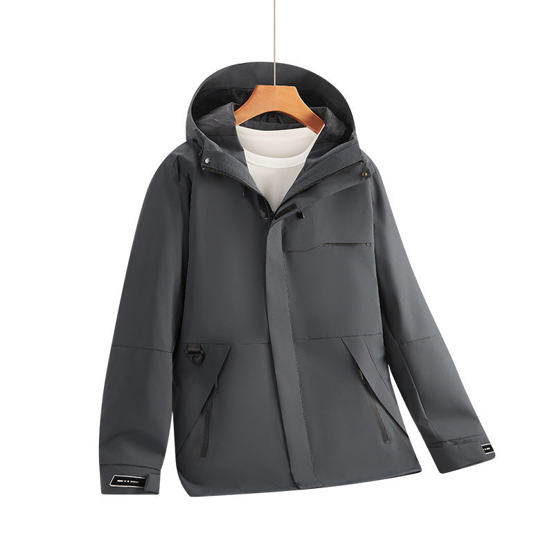 Men's Water-Repellent Softshell Hoodie Jacket with Concealed Zippers and Urban Cut Shop Velvia