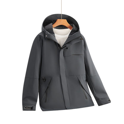 Men's Water-Repellent Softshell Hoodie Jacket with Concealed Zippers and Urban Cut Shop Velvia