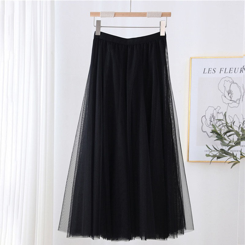 Women's Tulle Skirt Layered Floor-Length A-Line Elastic Waistband