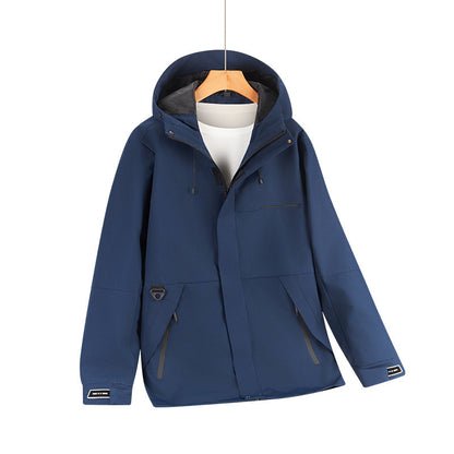 Men's Water-Repellent Softshell Hoodie Jacket with Concealed Zippers and Urban Cut Shop Velvia