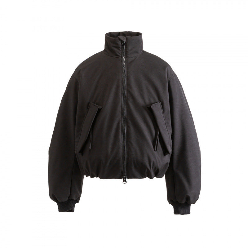 Unisex Boxy quilted bomber jacket with high stand-up collar and flap pockets Shop Velvia